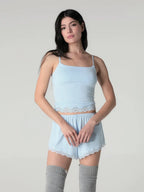 [ Pre-order ] Glowny Heart Lace Cami - Baby Blue