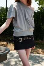 [ Pre-order ] Two Ring Rivet Belt Black