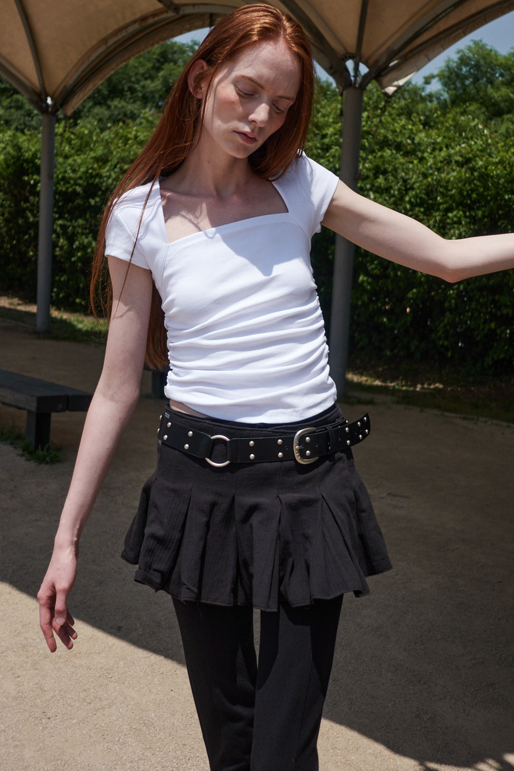 [ Pre-order ] Two Ring Rivet Belt Black