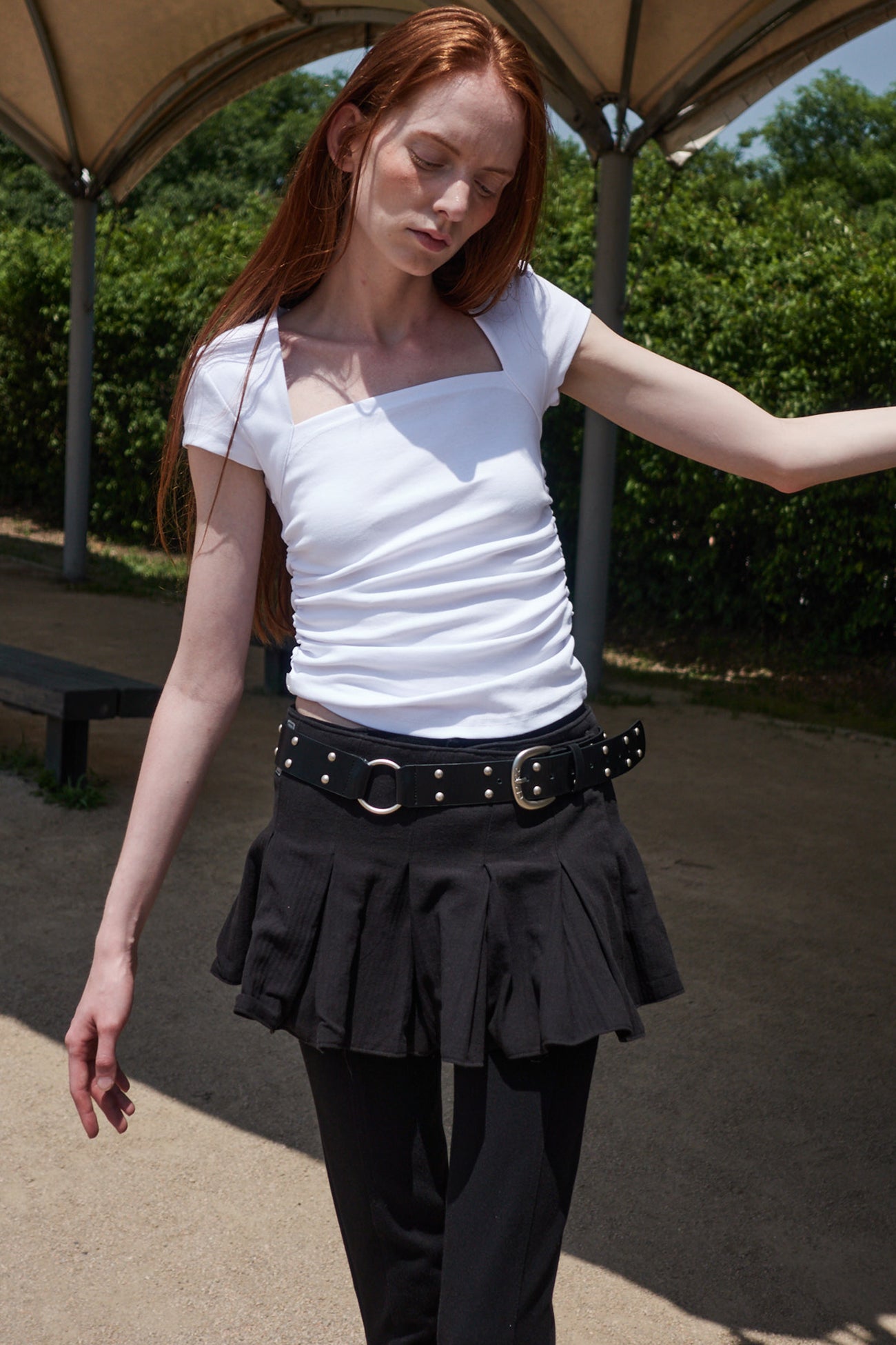 [ Pre-order ] Two Ring Rivet Belt Black