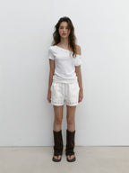 [ Pre-order ] Eyelet One Shoulder T