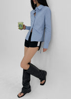 [ Pre-order ] Blackup Made Wellin Waist Stripe Shirt