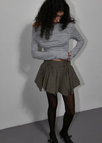 [ Pre-order] Blackup Made Flashy Shirring Boat Neck Ling Sleeve T-shirt