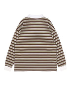 [ Pre-order ] Fancy Club Stripe Overfit Rugby - brown