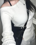 [ 現貨 ] 秋冬必入厚針織單膊側開上衣 Basil Unbalanced Shoulder Knit