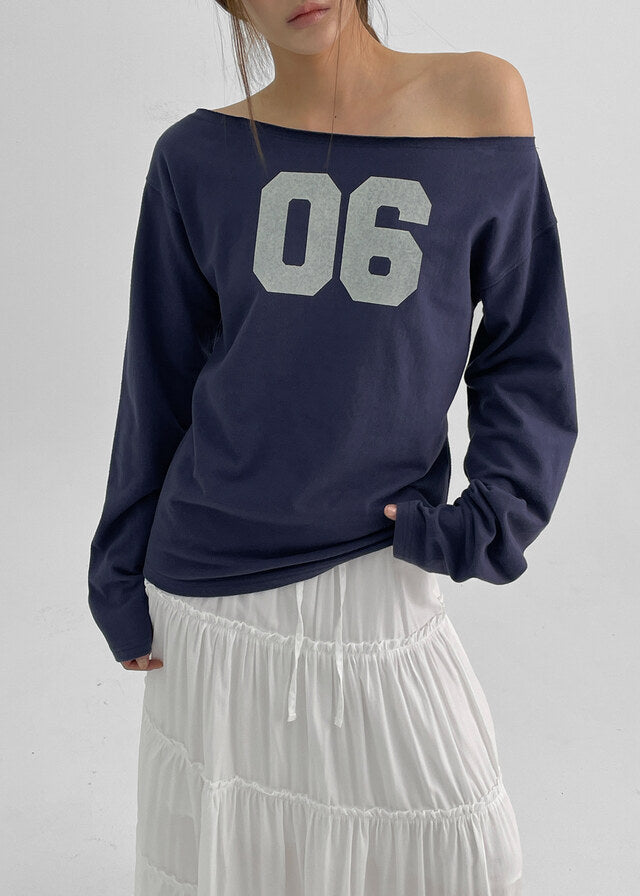 [ Aespa Winter 同款 ] - Blackup Made Boatneck Print Long Sleeve T-shirt