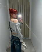 [ 現貨 ] Sculptor Off-Shoulder Cropped Sweatshirt