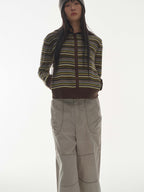 [ Pre-order ] Soft Knit Zip-up Stripe