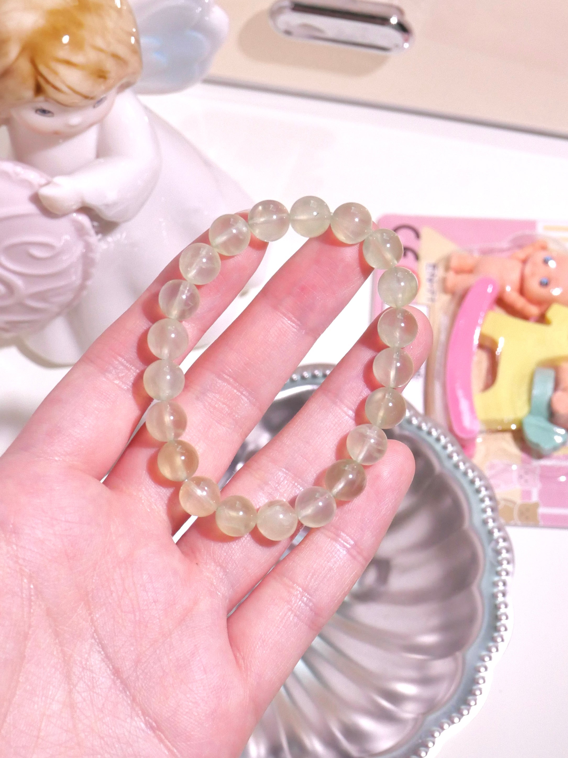 [ 現貨 ] 濃色偏綠葡萄石手串 Natural Prehnite Bracelet
