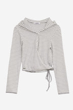 [ Pre-order ] Stripe Wrap Hood Cardigan