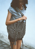 [ Pre-order ] 리버시블 보우 캔버스백 - 도트 블랙