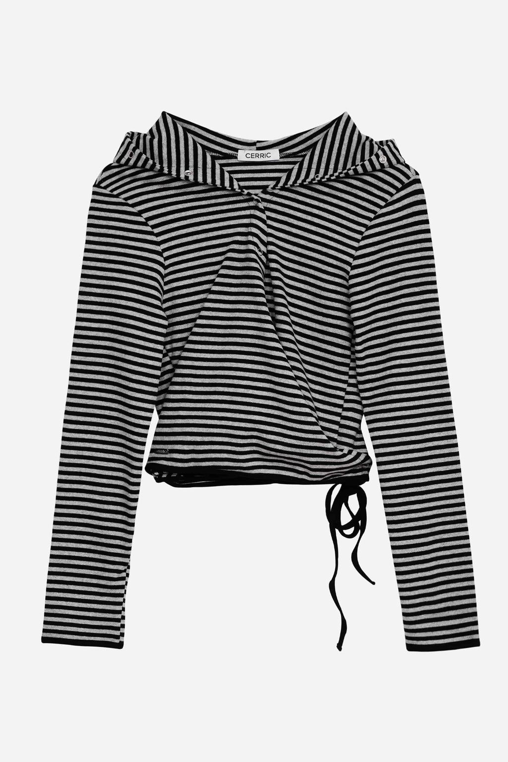 [ Pre-order ] Stripe Wrap Hood Cardigan