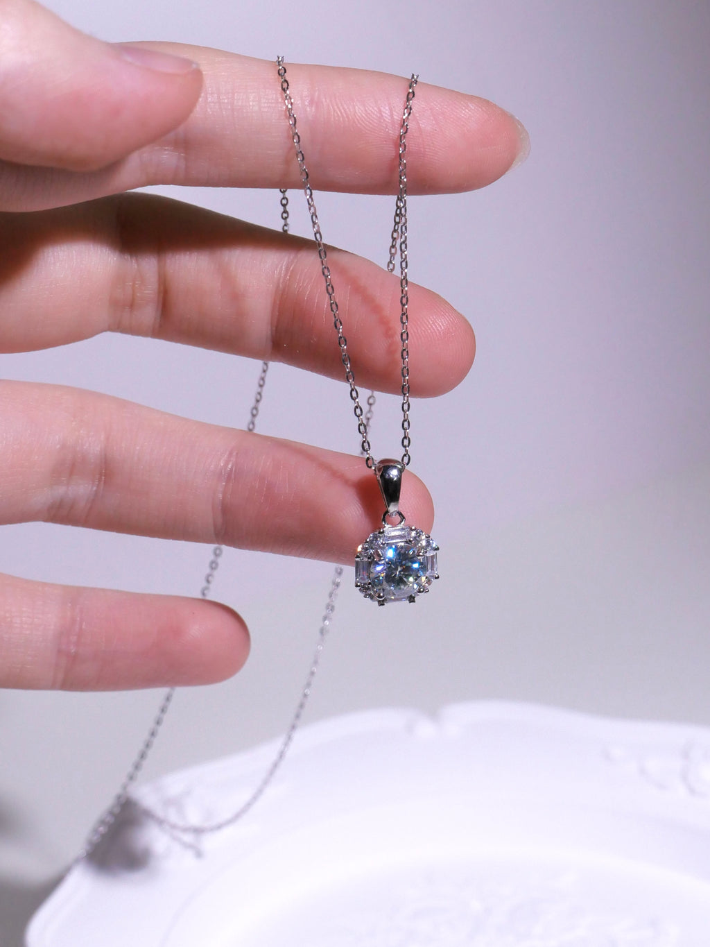 [ 現貨 ] TSC017 設計款莫桑石純銀S925頸鏈