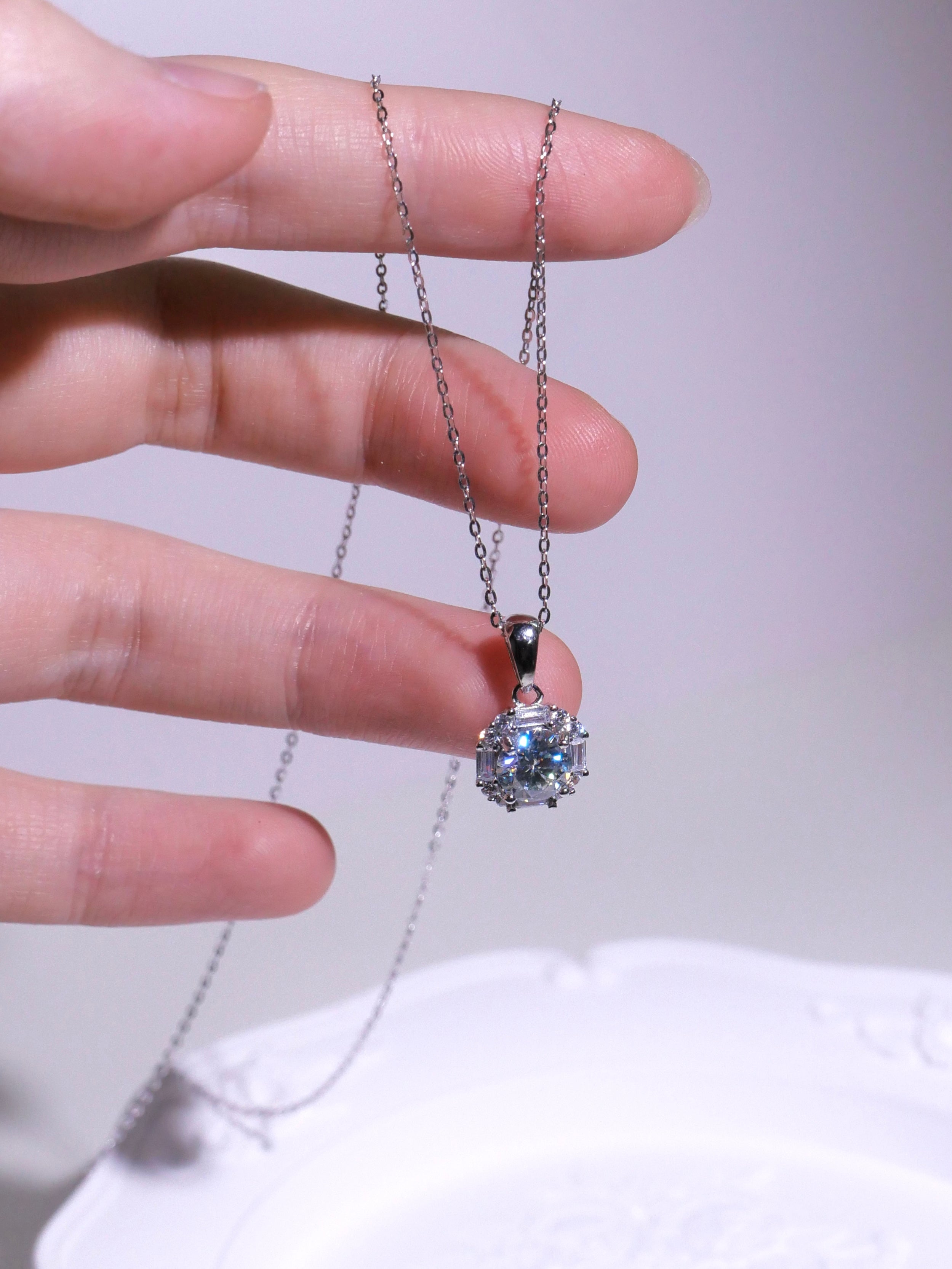 [ 現貨 ] TSC017 設計款莫桑石純銀S925頸鏈