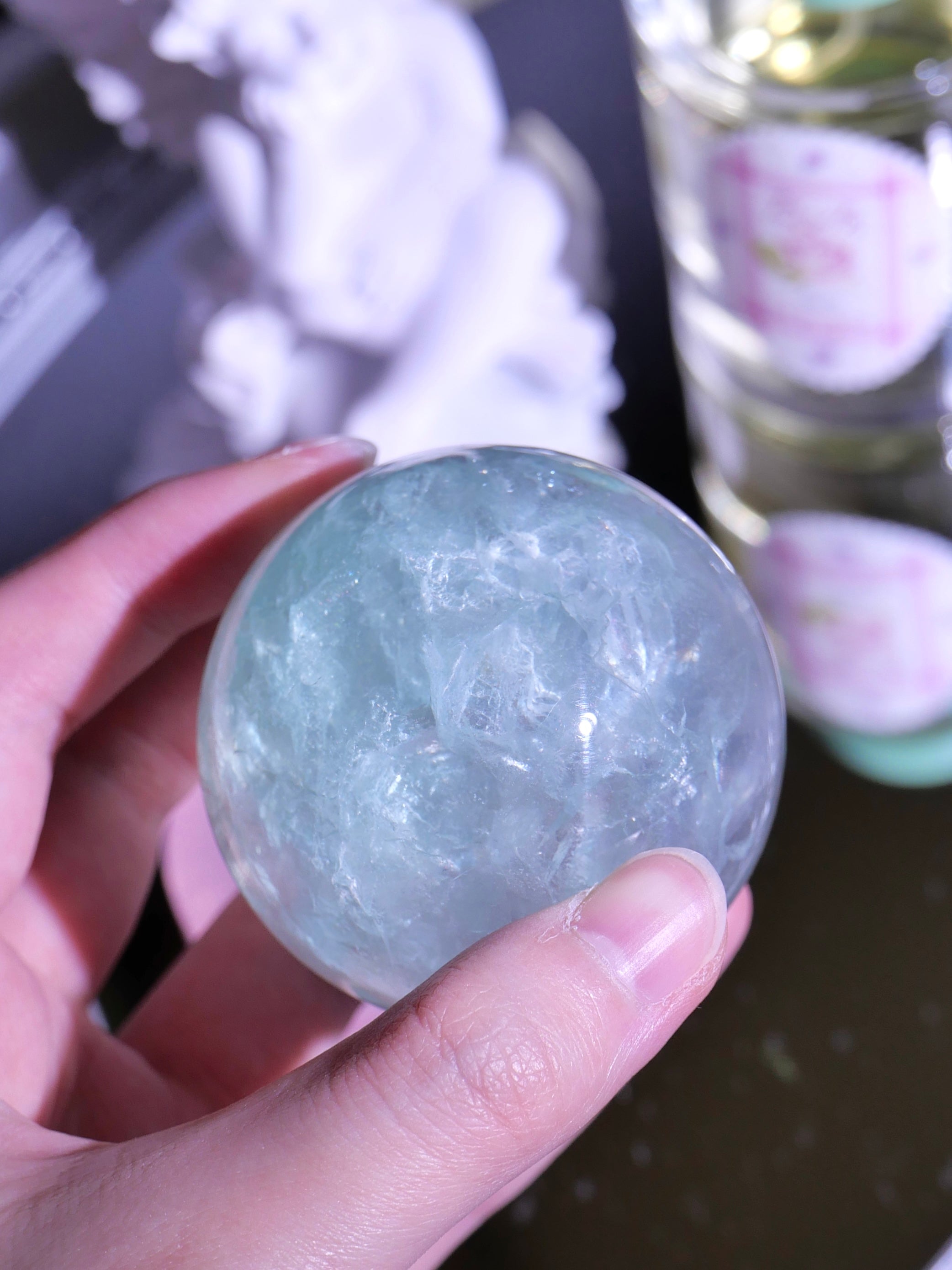 [ 現貨 ] TSCS009 綠營石球連粉晶底座