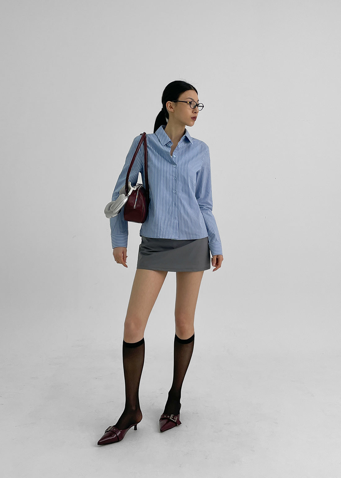 [ Pre-order ] Blackup Made Wellin Waist Stripe Shirt