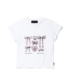 [ Pre-order ] YOUHEE Ribbon Graphic Crop T-shirts white