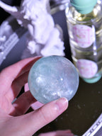 [ 現貨 ] TSCS009 綠營石球連粉晶底座 Natural Green Fluorite Ball ( with rose quartz base )