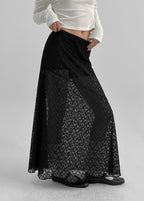[ Pre-order ] Blackup Made Floppy Layered Lace Long Skirt