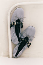 [ Pre-order ] Khiho Satin Shirring Ballerina Flats