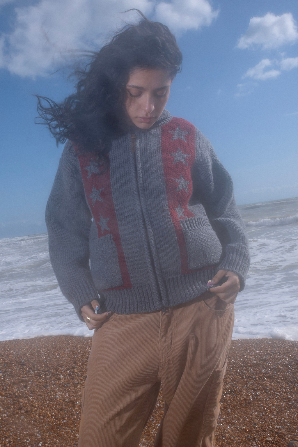 [ Pre-order ] Space Cow Cowichan Knit Jacket Grey