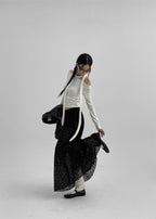 [ Pre-order ] Blackup Made Floppy Layered Lace Long Skirt