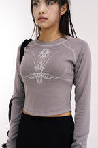 [ Pre-order ] Lotus crew neck top - Khaki