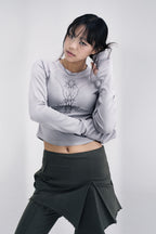 [ Pre-order ] Lotus crew neck top - Gray