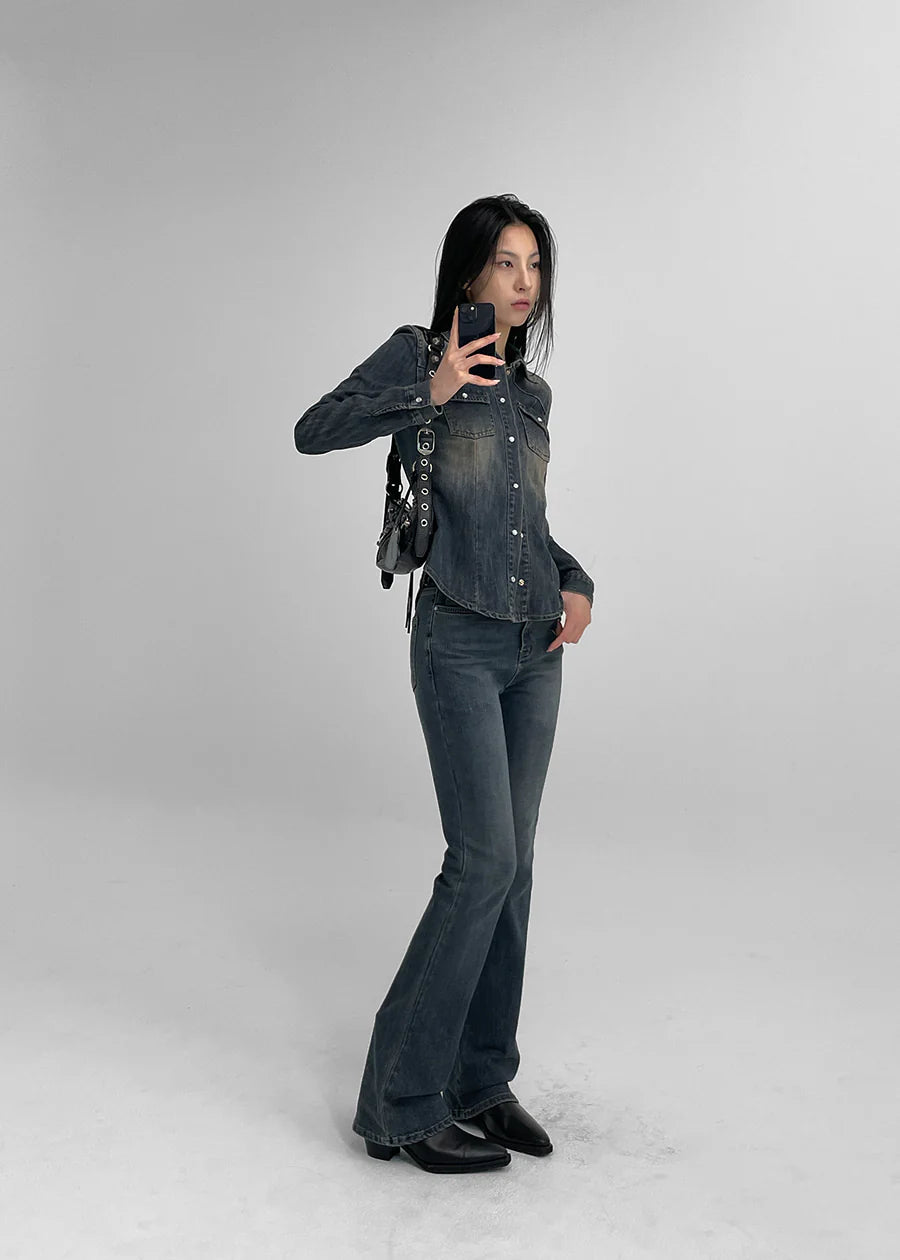 [ Pre-order ] B-Denim Long Slim Boots-cut 017 ( 可選褲長 )