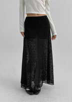 [ Pre-order ] Blackup Made Floppy Layered Lace Long Skirt