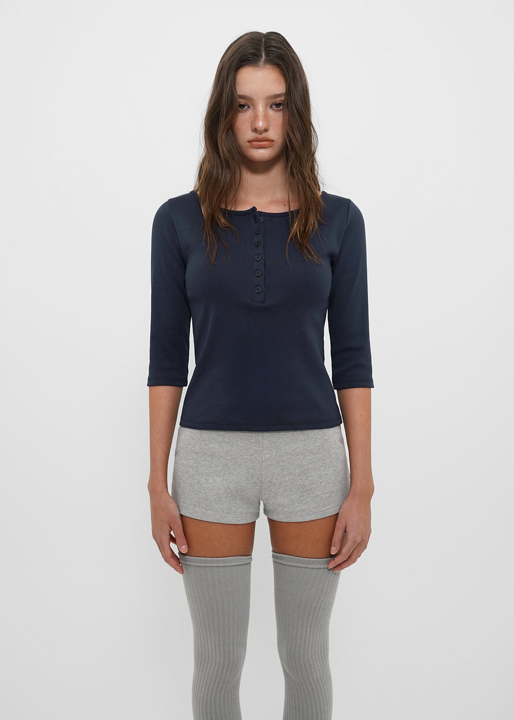 [ Pre-order ] B-Basic Tension Standard Henley Neck 3/4 Sleeve T-Shirt