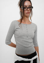 [ Pre-order ] B-Basic Tension Standard Henley Neck 3/4 Sleeve T-Shirt