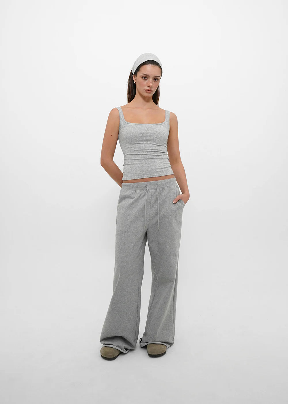 [ Pre-order ] B-Basic Mid-Sweat Cut-Out Wide Pants