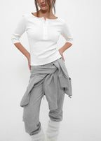 [ Pre-order ] B-Basic Tension Standard Henley Neck 3/4 Sleeve T-Shirt