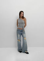 [ Pre-order ] Made Del Luna Damage Bootcut Denim Pants