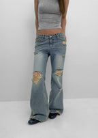 [ Pre-order ] Made Del Luna Damage Bootcut Denim Pants