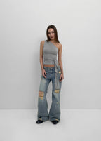 [ Pre-order ] Made Del Luna Damage Bootcut Denim Pants