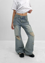 [ Pre-order ] Made Del Luna Damage Bootcut Denim Pants