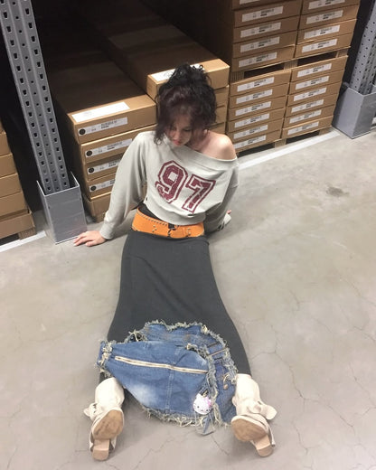 [ 現貨 ] Sculptor Off-Shoulder Cropped Sweatshirt