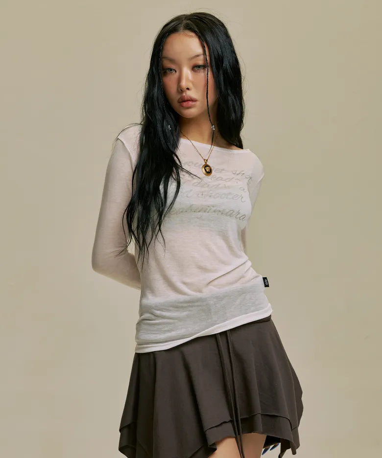 [ Jennie同款 ] Lettering Sheer Long sleeve