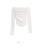 [ Pre-order] Blackup Made Flashy Shirring Boat Neck Ling Sleeve T-shirt