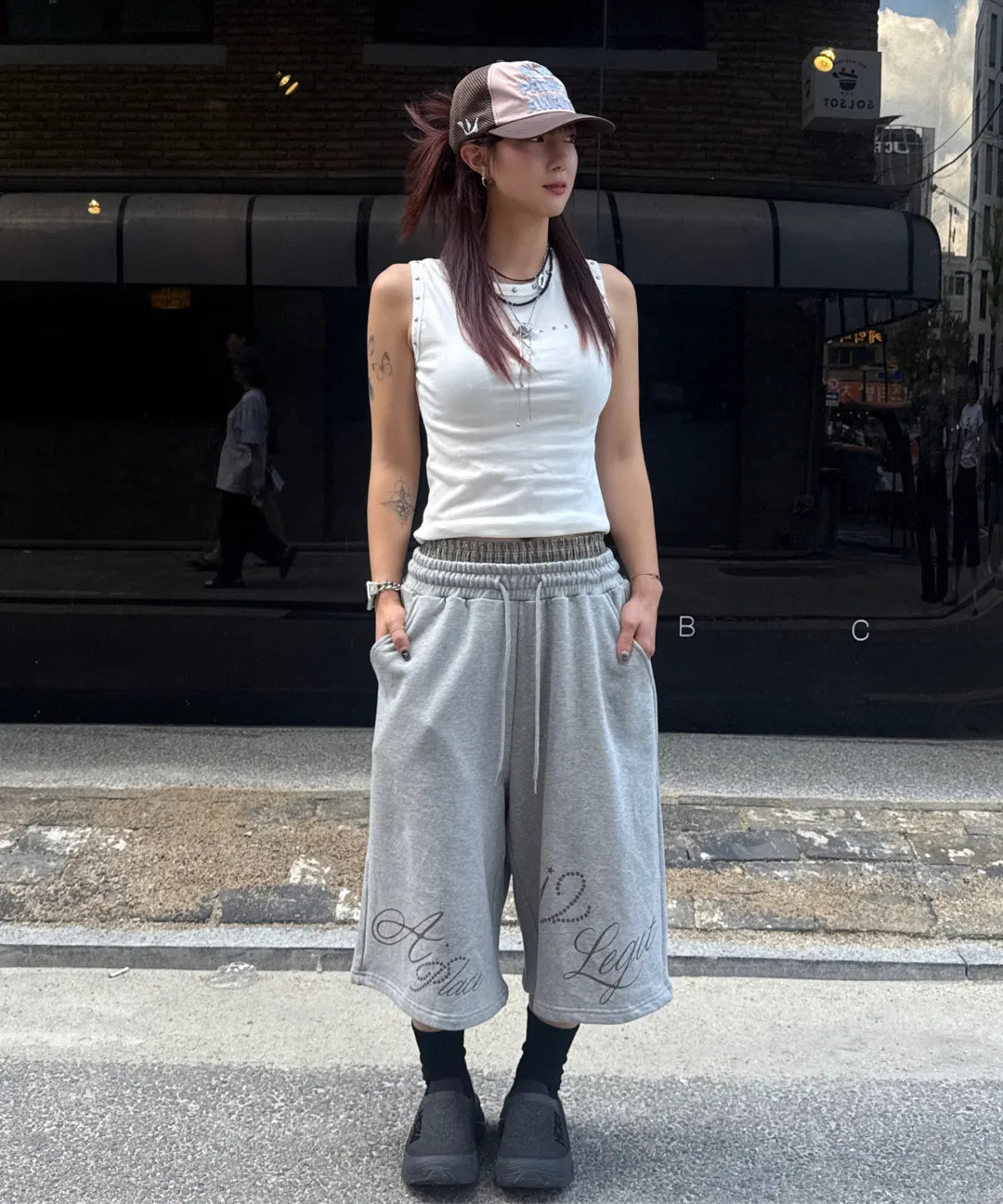 [ Pre-order ] Rockcake Check Layered Bermuda Sweat Shorts