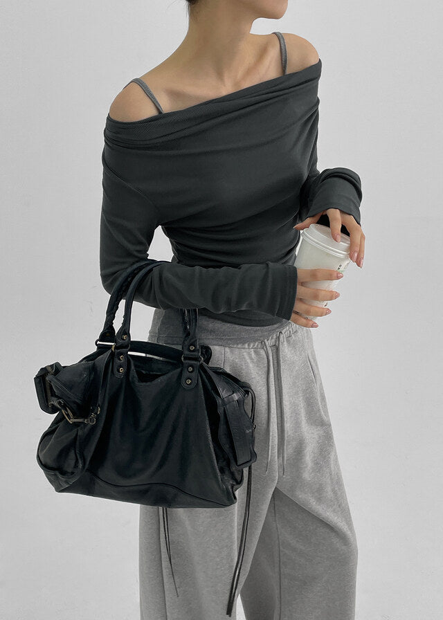[ Pre-order ] Blackup Made Florem Gimo Drape Long Sleeve T-shirt