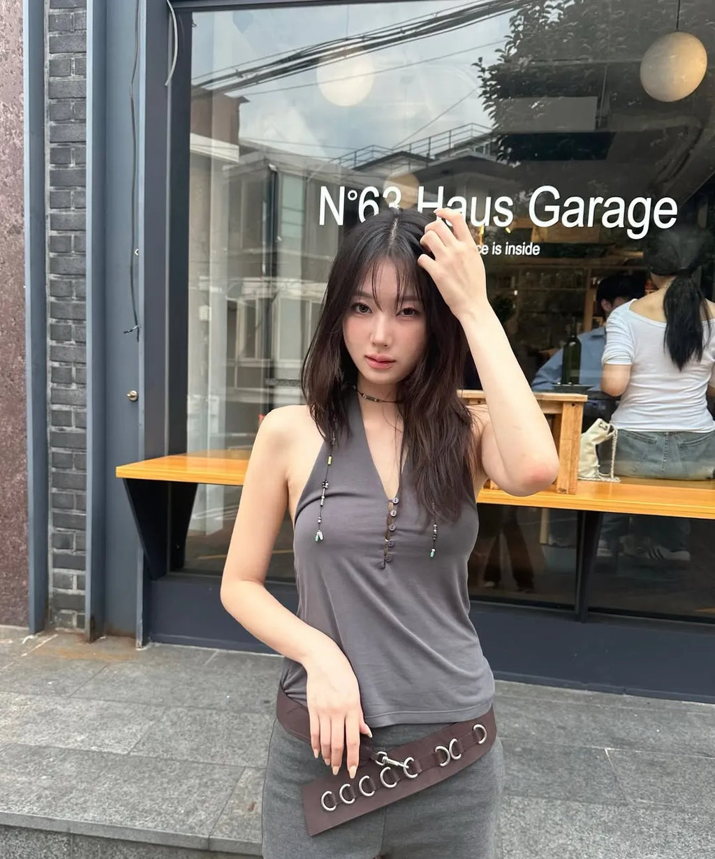 [ 店主極推 Pre-order ] PWC Button-up Jersey Halter Neck Top