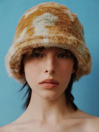 [ Pre-order ] Fur Meatel Hat In Aqua Mix
