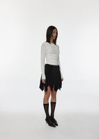 [ Pre-order] Blackup Made Flashy Shirring Boat Neck Ling Sleeve T-shirt