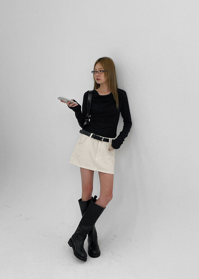 [ Pre-order ] Blackup Made Florem Gimo Drape Long Sleeve T-shirt