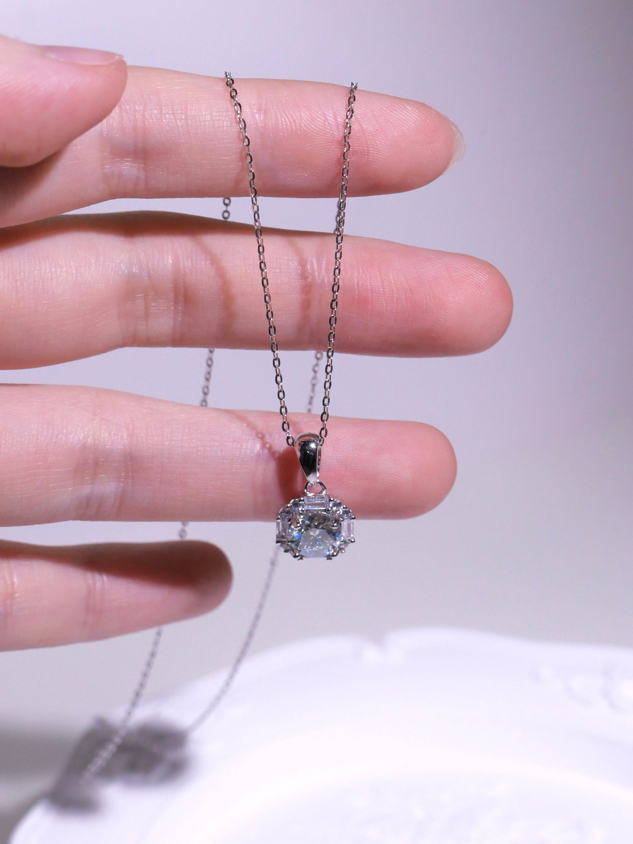 [ 現貨 ] TSC017 設計款莫桑石純銀S925頸鏈