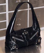 [ Pre-order ] Not Knowing Small Moto Hobo Bag ( leather )