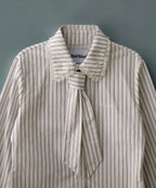 [ Pre-order ] Stripe Lace Tie Shirt Blue